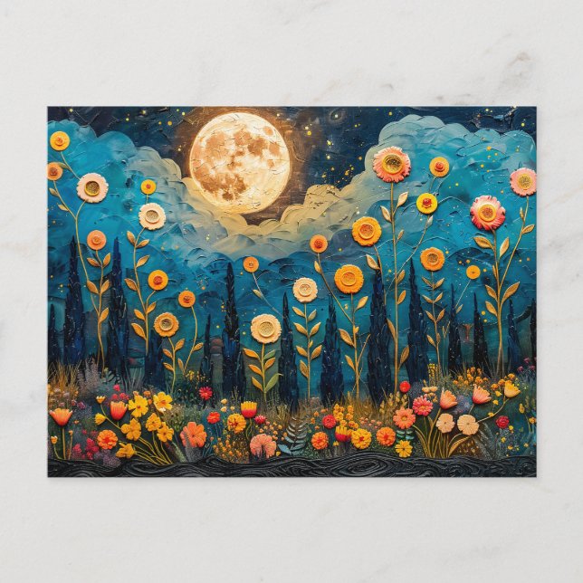 Abstrakte Aquarellbilder für Vollmond Postkarte (Vorderseite)