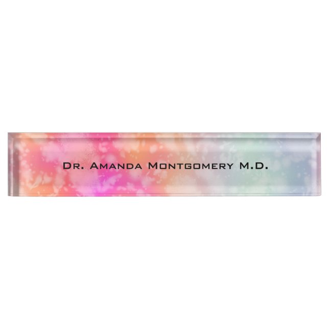 Abstrakte Aquarellbilder in Rosa und Orange Namensplakette (Vorderseite)