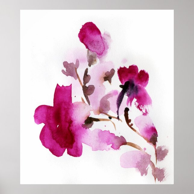 Abstrakte Aquarellbilder mit Blumen 2 Poster (Vorne)