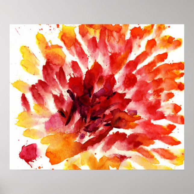 Abstrakte Aquarellbilder mit Blumen 5 Poster (Vorne)