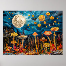 Abstrakte Aquarelldarstellung Vollmond Poster