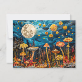Abstrakte Aquarelldarstellung Vollmond Postkarte
