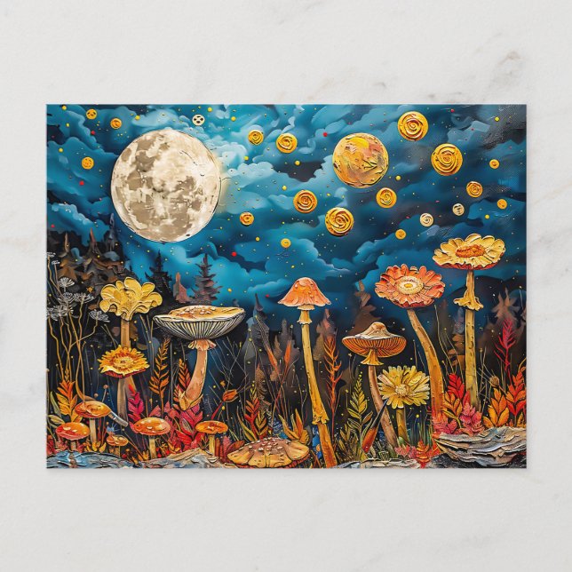 Abstrakte Aquarelldarstellung Vollmond Postkarte (Vorderseite)