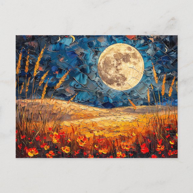 Abstrakte Aquarelldarstellung Vollmond Postkarte (Vorderseite)