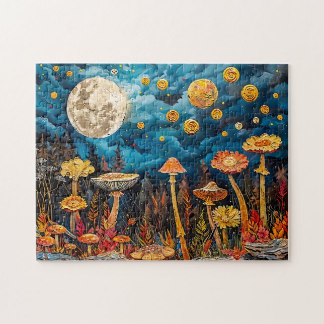 Abstrakte Aquarelldarstellung Vollmond Puzzle (Horizontal)