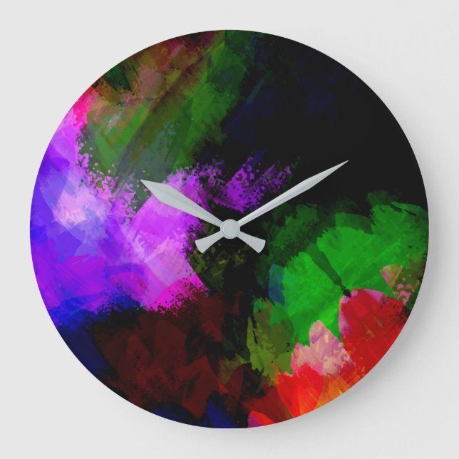 Abstrakte Aquarellfarbe 2 Große Wanduhr (Vorderseite)