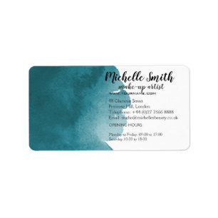 Abstrakte Aquarellfarbe aquamariner Pinselstrich Adressaufkleber