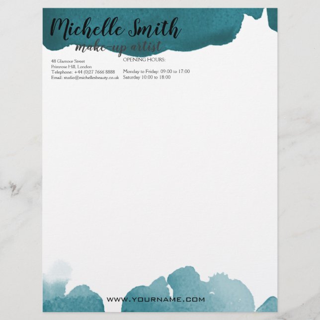 Abstrakte Aquarellfarbe aquamariner Pinselstrich Briefbogen (Vorderseite)