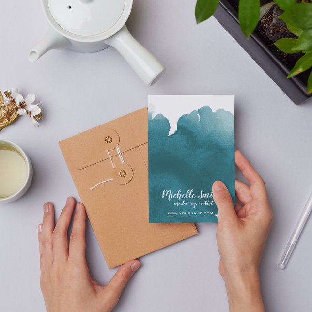 Abstrakte Aquarellfarbe aquamariner Pinselstrich Postkarte (Von Creator hochgeladen)