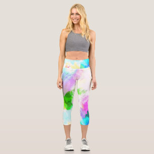 Abstrakte Aquarellfarbe Capri Leggings