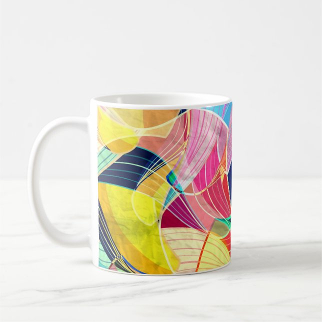 Abstrakte Aquarellfarbe, fantastischer Hintergrund Kaffeetasse (Links)
