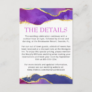 Abstrakte Aquarellfarbe Fuchsia Pink Lila Gold E Begleitkarte