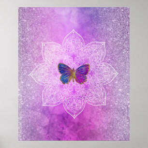*~* Abstrakte Aquarellfarbe Glitzer Mandala Butter Poster