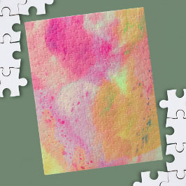 Abstrakte Aquarellfarbe Lila Rosa Gelbe Flasche Puzzle