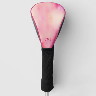 Abstrakte Aquarellfarbe Rosa Korallenorange Monogr Golf Headcover