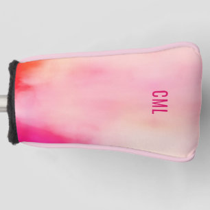 Abstrakte Aquarellfarbe Rosa Korallenorange Monogr Golf Headcover
