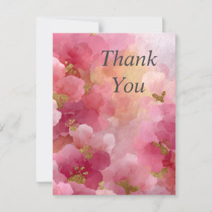 Abstrakte Aquarellfarbe Rosa und Gold Danke Karte