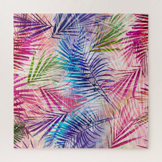 Abstrakte Aquarellfarben Blätter Allover Muster Puzzle