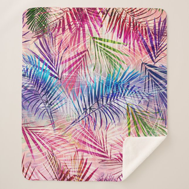 Abstrakte Aquarellfarben Blätter Allover Muster Sherpadecke (Vorderseite)