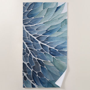 Abstrakte Aquarellfarben Blätter Blau Strandtuch