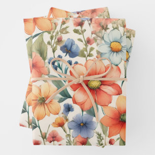 Abstrakte Aquarellfarben-Blume für jeden Fall Geschenkpapier Set