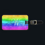 Abstrakte Aquarellfarben gestrichene Streifen Rege Gepäckanhänger<br><div class="desc">Abstrakte Aquarellfarben gestrichene Streifen Regenbogen.                                     




Regenbogen Aquarell bunt,  Typografie mädchenhaft angesagte,  lila rosa Glitzer Kunst,  monogramm moderne Name stilvoll,  kühn fröhlich fröhlich künstlerisch,  Ausdruck Sommerfriedgrün,  abstrakt gezeichnet blaue Liebe,  Freiheit Farbspektrum Farbe,  schwulenfarbene Pinsel kreativ,  Aquarellenbogen farbig , </div>
