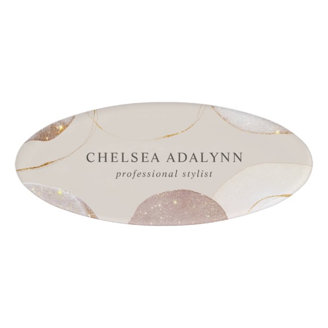 Abstrakte Aquarellfarben Glittering Luxus Elegante Namenschild (Vorderseite)