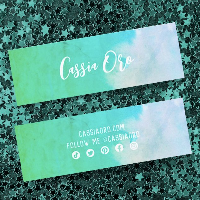 Abstrakte Aquarellfarben Green Custom Social Media Mini Visitenkarte (Von Creator hochgeladen)