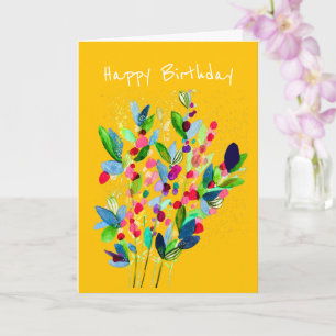 Abstrakte Aquarellfarben mit Blumen Karte