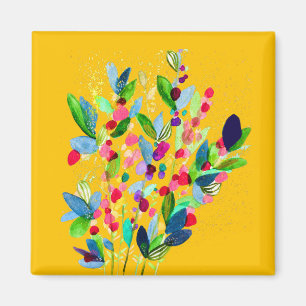 Abstrakte Aquarellfarben mit Blumen Magnet