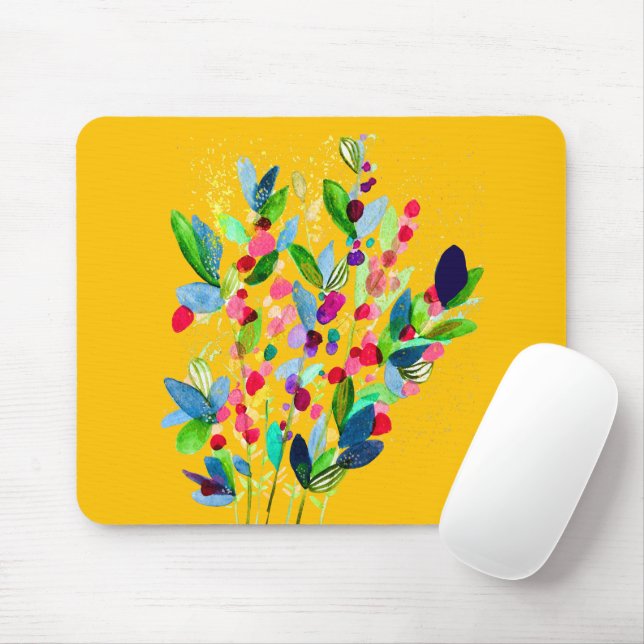 Abstrakte Aquarellfarben mit Blumen Mousepad (Mit Mouse)
