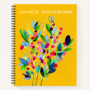 Abstrakte Aquarellfarben mit Blumen Notizbuch