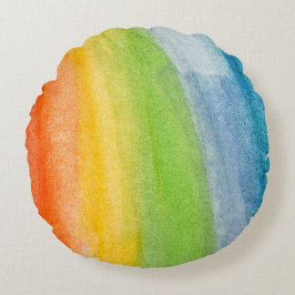 Abstrakte Aquarellfarben-Regenbogenfarben Hintergr Rundes Kissen