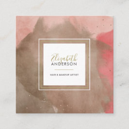 Abstrakte Aquarellfarben Rosa und Goldmakultur Quadratische Visitenkarte