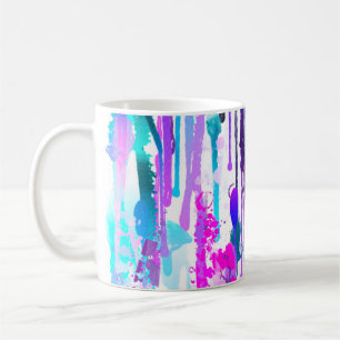 Abstrakte Aquarellfarben Tropfen Blau Türkis Rosa Kaffeetasse