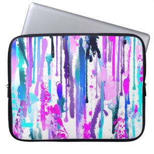Abstrakte Aquarellfarben Tropfen Blau Türkis Rosa Laptopschutzhülle