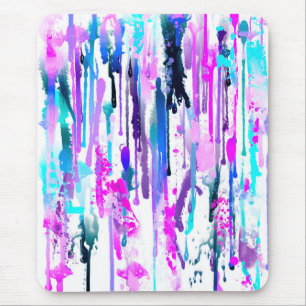 Abstrakte Aquarellfarben Tropfen Blau Türkis Rosa Mousepad
