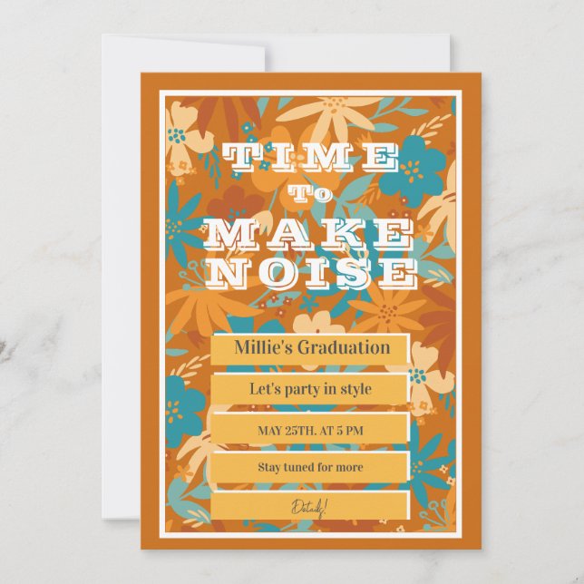 Abstrakte Aquarellfarben Wildblume Gold Abschluss Ankündigung (Vorderseite)