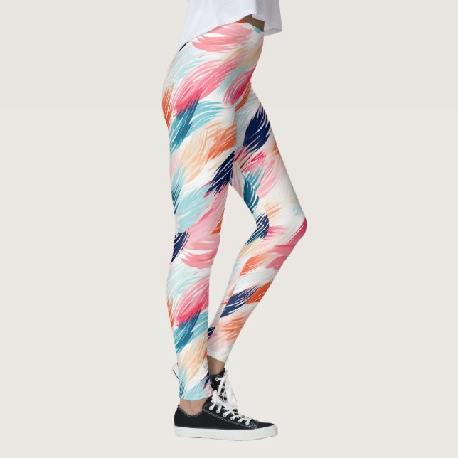 Abstrakte AquarellFedern Leggings (Rechts)