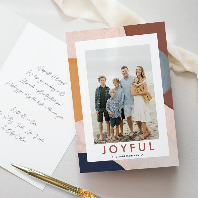 Abstrakte Aquarellformen Boho Foto Feiertagskarte (Von Creator hochgeladen)