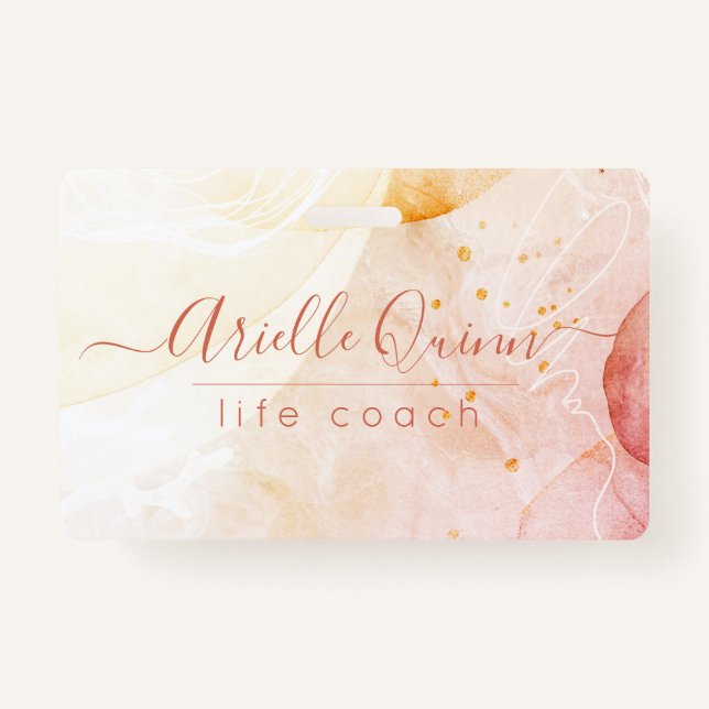 Abstrakte Aquarellformen Rosen Script Life Coach Ausweis (Vorderseite)