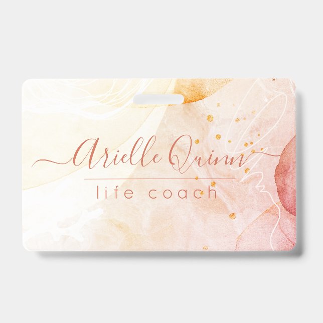 Abstrakte Aquarellformen Rosen Script Life Coach Ausweis (Vorderseite)