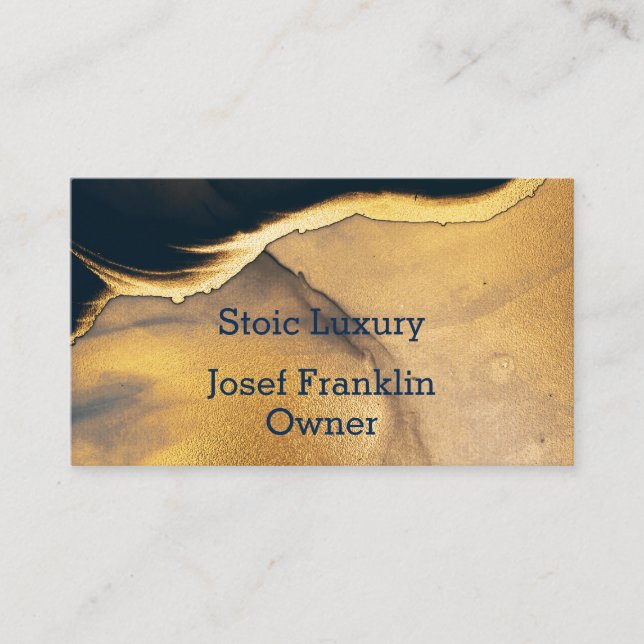 Abstrakte Aquarellgoldfarben für Navy Blue Visitenkarte (Vorderseite)