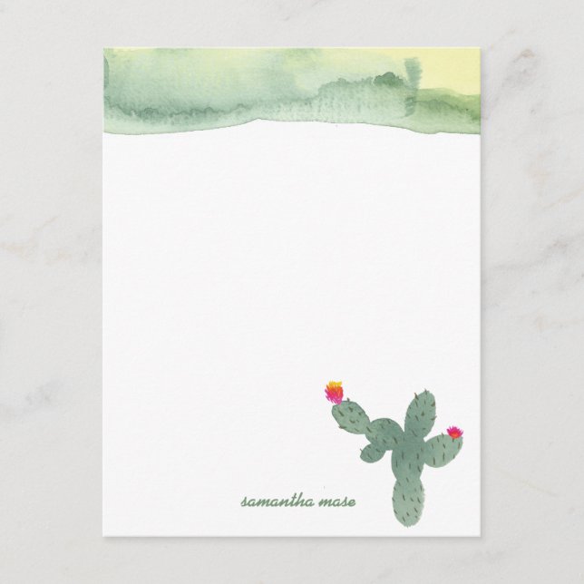 Abstrakte Aquarellkaktus Vielen Dank Anmerkung Kar Mitteilungskarte (Vorderseite)