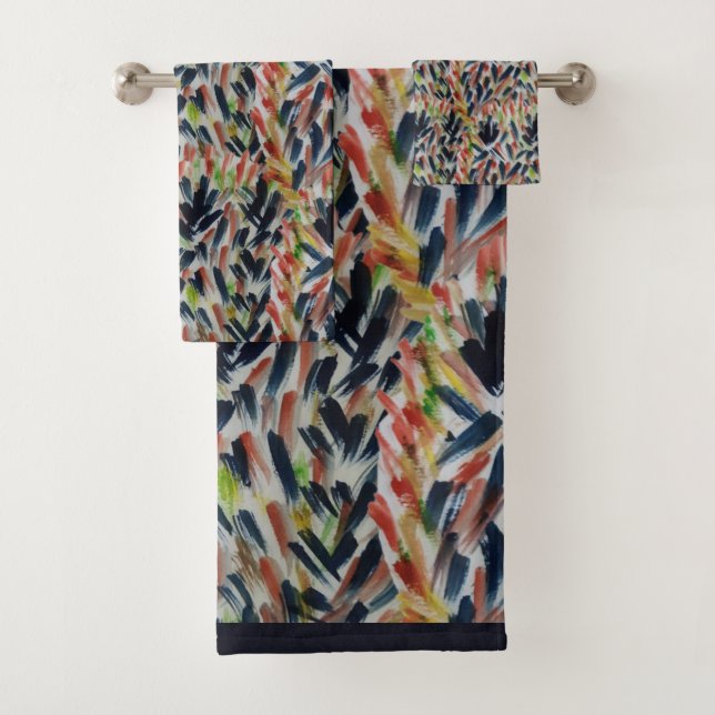 Abstrakte Aquarellkunst Badhandtuch Set (Insitu)