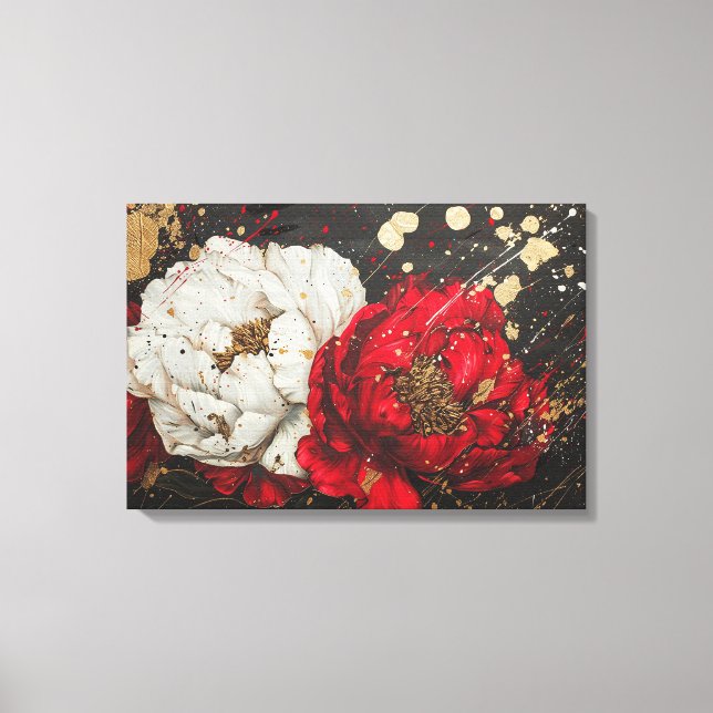 Abstrakte Aquarellkunst mit Tieren, Blume Leinwanddruck (Vorderseite)