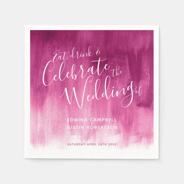 Abstrakte Aquarellkunst Rosa Hochzeitsnapkins Serviette (Vorderseite)