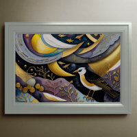 Abstrakte Aquarellmalerei auf Vögel 3:2