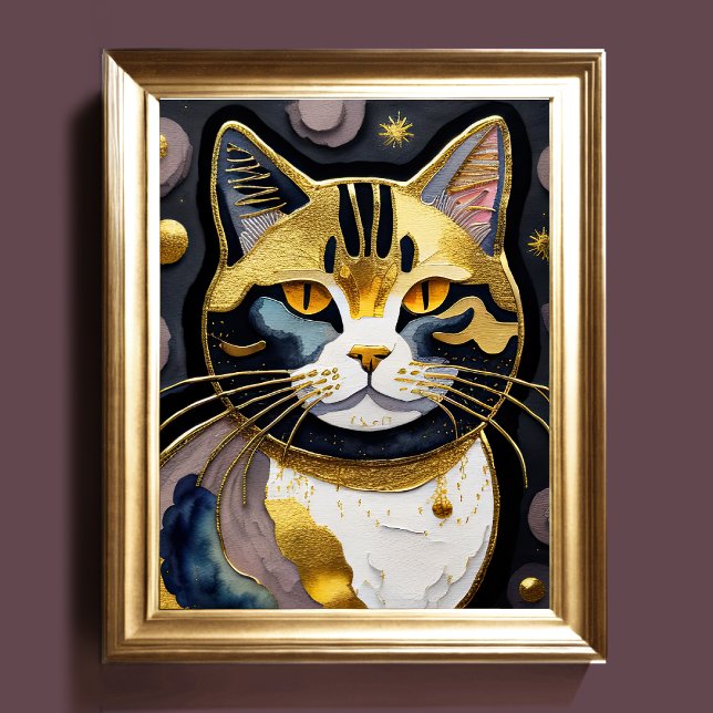 Abstrakte Aquarellmalerei einer Katze 5:4 Poster (Von Creator hochgeladen)