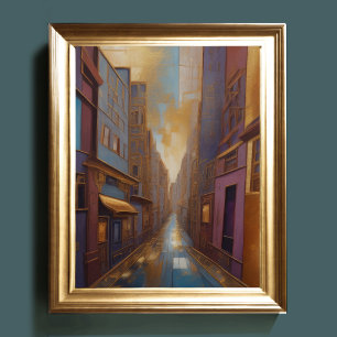 Abstrakte Aquarellmalerei Gold Citycape 4:5 Poster